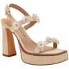 Katy Perry The Steady Flower Sandal Womens Embellished Textured Block Heel In Natural