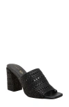 Katy Perry The Tana Slide Womens Woven Faux Leather Block Heel In Black