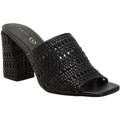 Katy Perry The Tana Slide Womens Woven Faux Leather Block Heel In Black