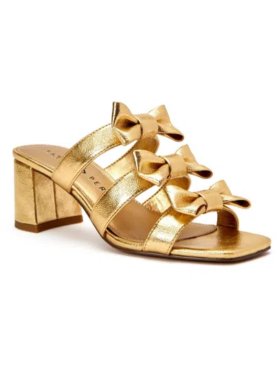 Katy Perry The Tooliped Bows Womens Metallic Square Toe Block Heel In Gold