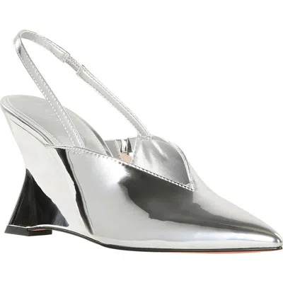 Katy Perry The Trendygurl Slingback Pointed Toe Wedge Sandal In Silver