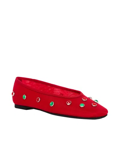 Katy Perry Women's Evie High Crystal Ballet Flats In Bright Red