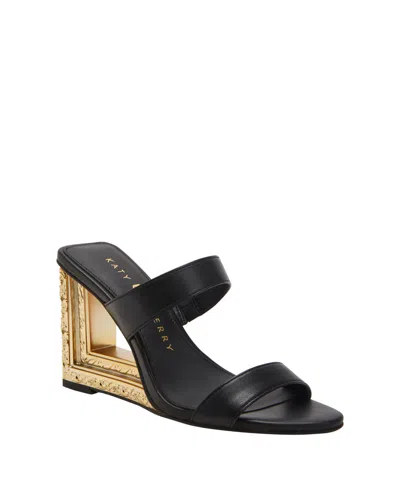 Katy Perry Women's Framing Two Band Wedge Sandals In Black