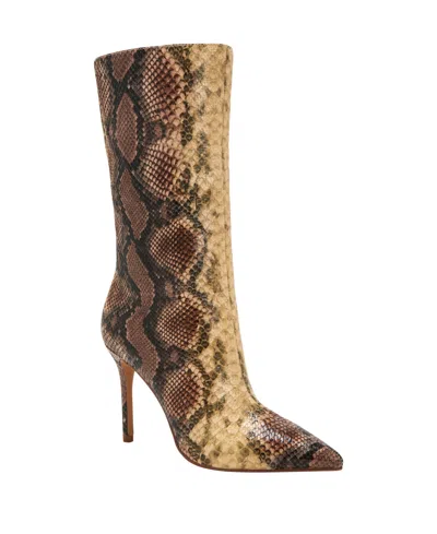 Katy Perry Women's Revival Pointed Toe Boots In True Taupe Snake Multi