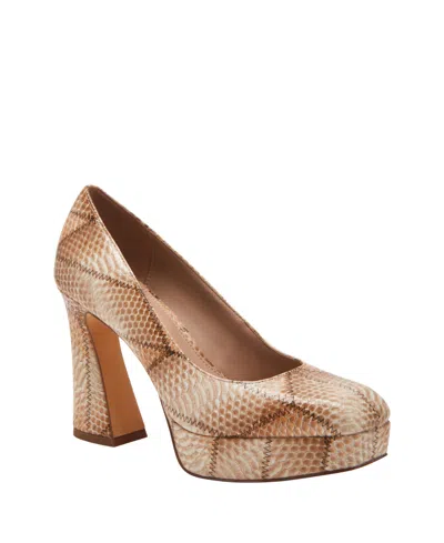 Katy Perry Women's Square Architectural Heel Pumps In Tan Multi