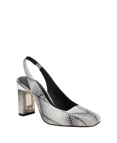Katy Perry Women's The Hollow Heel Sling Back Pumps In Black White Multi- Polyurethane,polyest