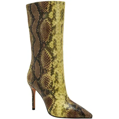 Katy Perry Womens Snake Print Man Made Mid-calf Boots In Sea Kelp Snake Multi