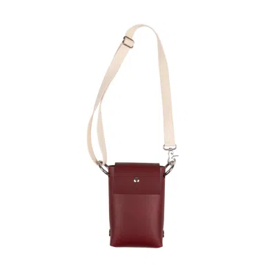 Katya Komarova Women's Leather Phone Bag With A Long Chain - Bordeaux