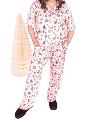 Katydid Candy Cane Obsession Pj Set In Pink/red