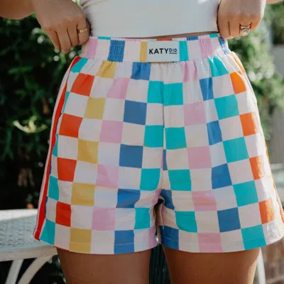 Katydid Check Mate Boxer Shorts In Multicolored Checkers