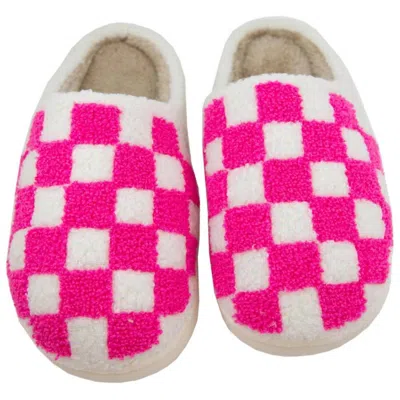 Katydid Checkered Pattern Slippers In Pink
