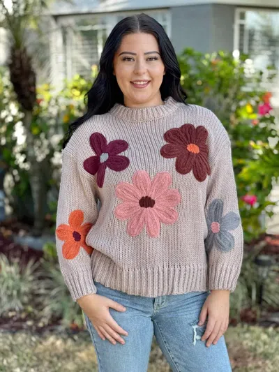 Katydid Coming Up Daisies Sweater In Tan In Neutral