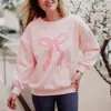 Katydid Coquette Bow Crewneck Sweatshirt In Pink