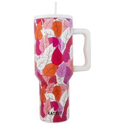 Katydid Fall Leaves Tumbler With Handle In White