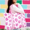 Katydid Flowers Checkered Pattern Beach Tote Bags In Light Pink In Pink