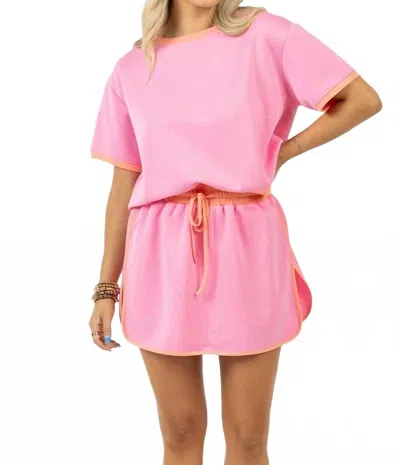 Katydid Glad You Asked High Rise Cotton Blend Skort Set In Pink/orange