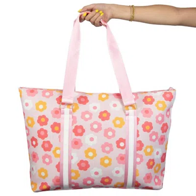 Katydid Groovy Flowers Tote Bag In Light Pink