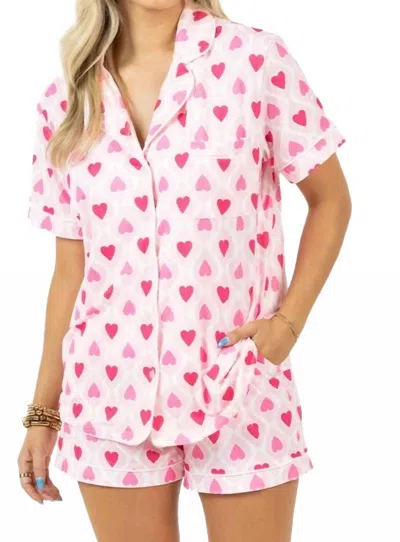 Katydid Hearts Loungewear Set Light And Hot Pink