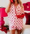Katydid Hearts Valentine's Day Pj Set In Light And Hot Pink In Multi