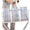 Katydid Houndstooth Faux Fur Weekender Bag In Blue White In Blue