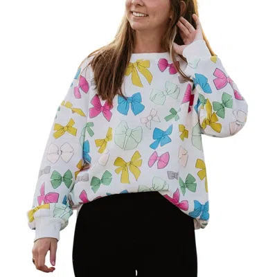Katydid Multicolored Bows Sweatshirt In Coquette