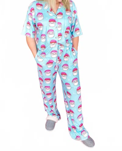 Katydid On Repeat Santa Clause Pj Set In Blue