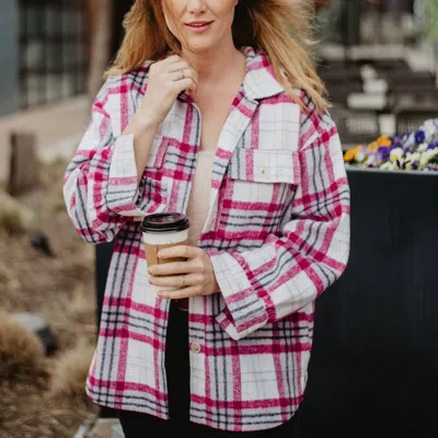 Katydid Plaid Passion Shacket In Magenta Purple In Multi