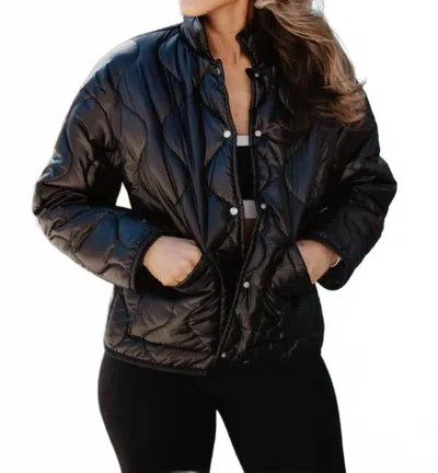 Katydid Quilted Puffer Jacket In Black In Blue