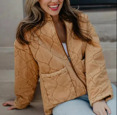 Katydid Quilted Puffer Jacket In Camel In Brown