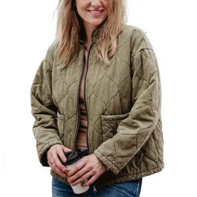 Katydid Quilted Puffer Jacket In Olive In Green