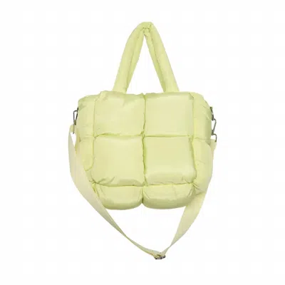Katydid Quilted Tote Purse In Lime Yellow In Multi