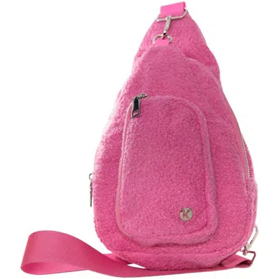 Katydid Sherpa Crossbody Sling Bag Barbiecore In Hot Pink