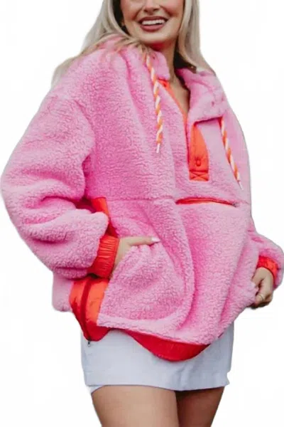 Katydid Sherpa Fleece Pullover In Pink