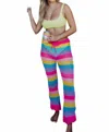 Katydid Stripes Crochet Beach Pants In Neon Rainbow In Multi