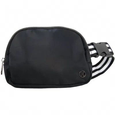 Katydid Unisex Fanny Pack Striped Strap Belt Sling Bag In Black