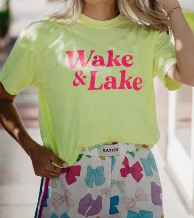 Katydid Wake And Lake Graphic Cotton Tee In Neon Lemon In Green