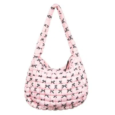 Katydid Women's Coquette Bows Oversized Slouchy Tote Bag In Pink Black In Multi