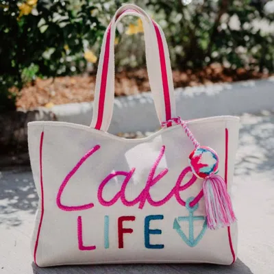 Katydid Women's Lake Life Tote Bag In Beige Canvas In Multi