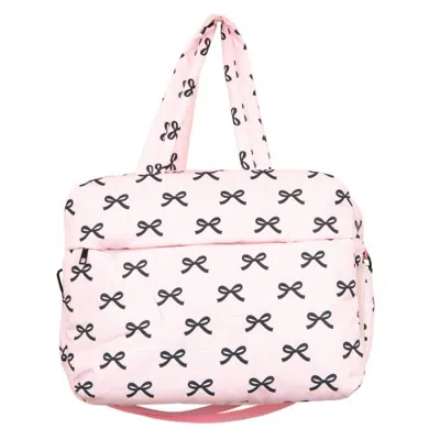 Katydid Women's Mini Coquette Bows Duffle Weekender Bag In Black Pink