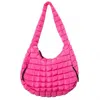 Katydid Women's Oversized Slouchy Quilted Hobo Tote Bag In Hot Pink In Pink