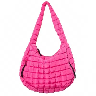 Katydid Women's Oversized Slouchy Quilted Hobo Tote Bag In Hot Pink