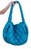 Katydid Women's Quilted Hobo Tote Bag In Deep Teal In Blue