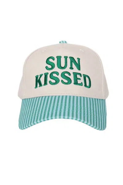 Katydid Women's Sunkissed Vintage Trucker Hats In Aqua And Green Striped In Multi