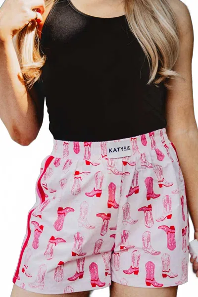 Katydid Women's Western Boots Cotton Boxer Shorts In Light Pink