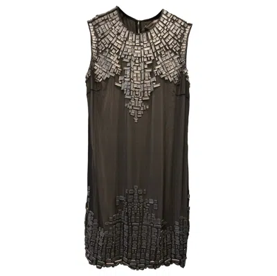 Pre-owned Kaufmanfranco Kauf Manfranco Grey Dress With Swarovski Stones Size 0 In Gray