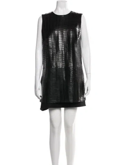 Pre-owned Kaufmanfranco Lamb Leather Mesh Accents Skirt Set In Black