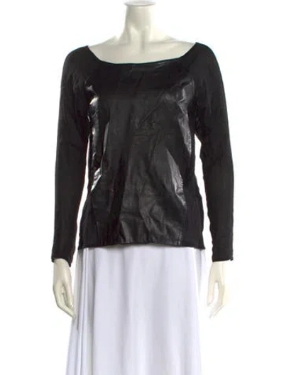 Pre-owned Kaufmanfranco Lambskin Bateau Neckline Top In Black
