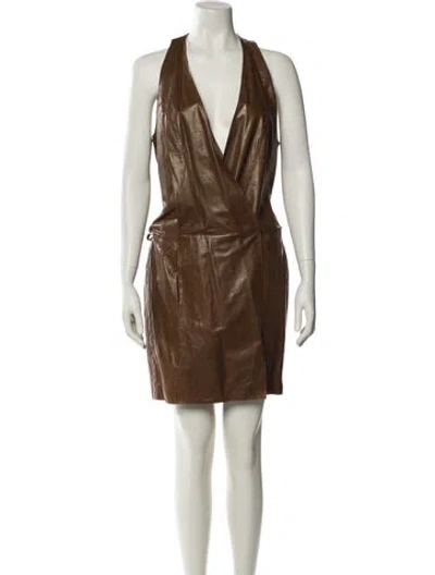 Pre-owned Kaufmanfranco Leather Mini Dress In Brown