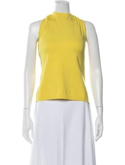 Pre-owned Kaufmanfranco Merino Wool Mock Neck Top W/ Tags In Yellow