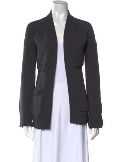 Pre-owned Kaufmanfranco Merino Wool Open Front Sweater In Grey